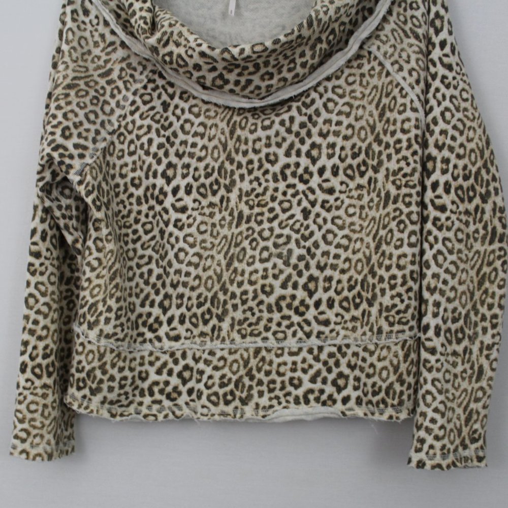 Free People Leopard/ Cheetah Print Cowl Neck Top - Picture 3 of 16